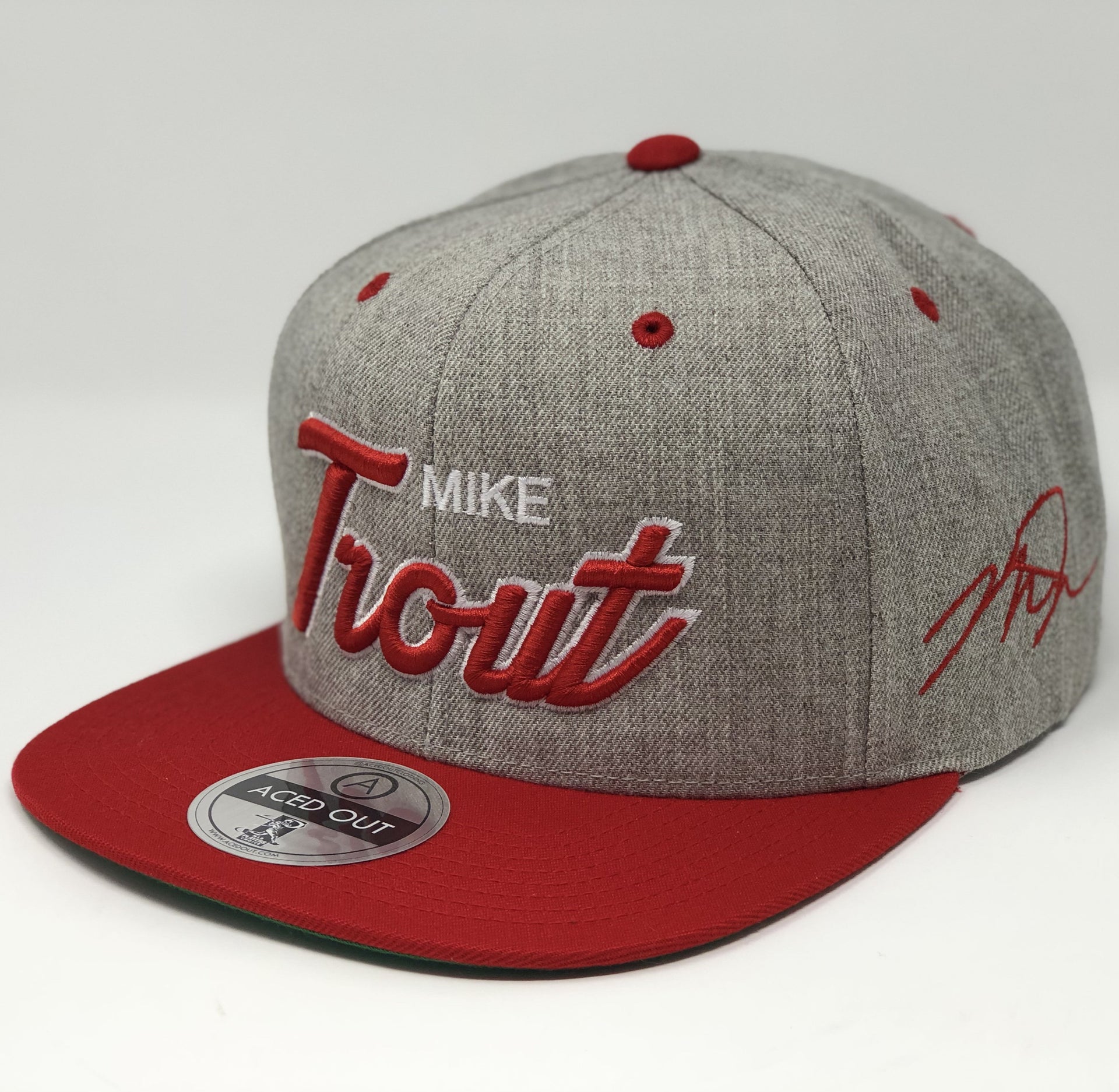 Mike Trout Script Hat - Red Snapback